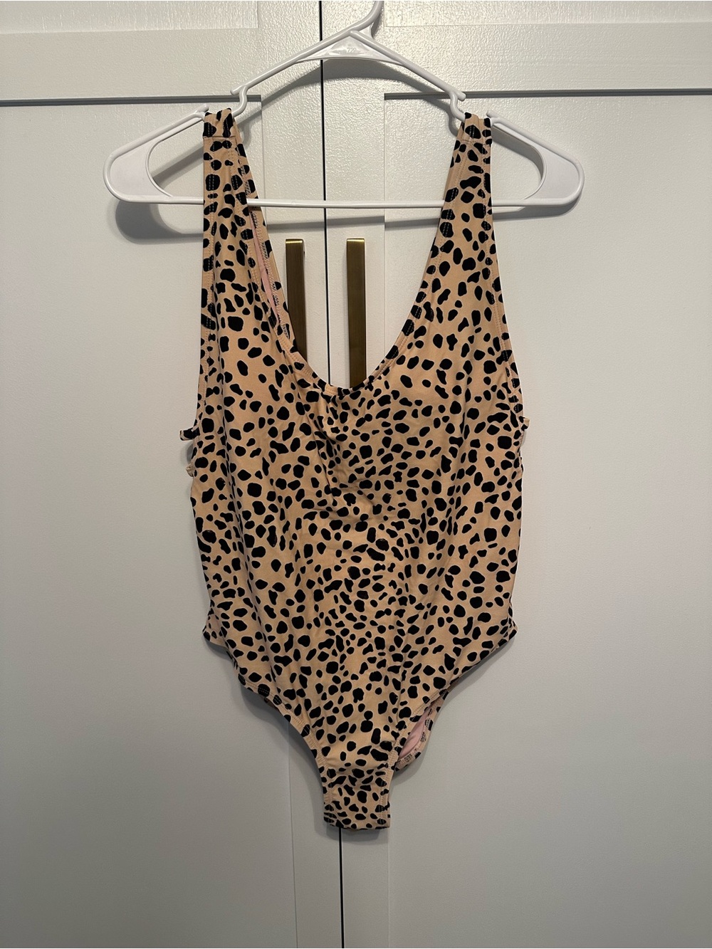 Mae Leopard Print One-Piece Swimsuit in Tan and Black